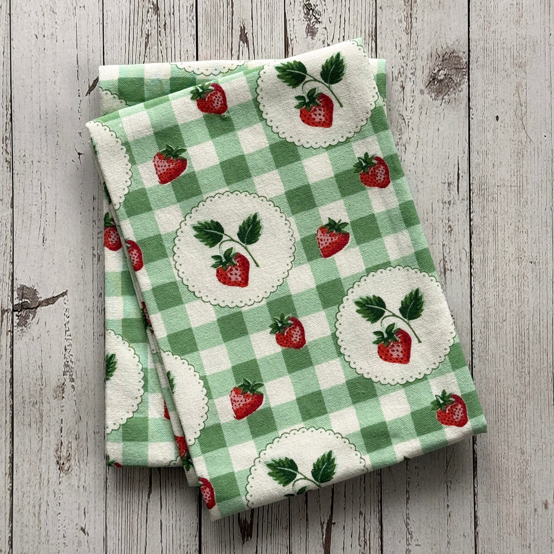 Strawberry Gingham Printed Kitchen Towel S/2 - Image 2